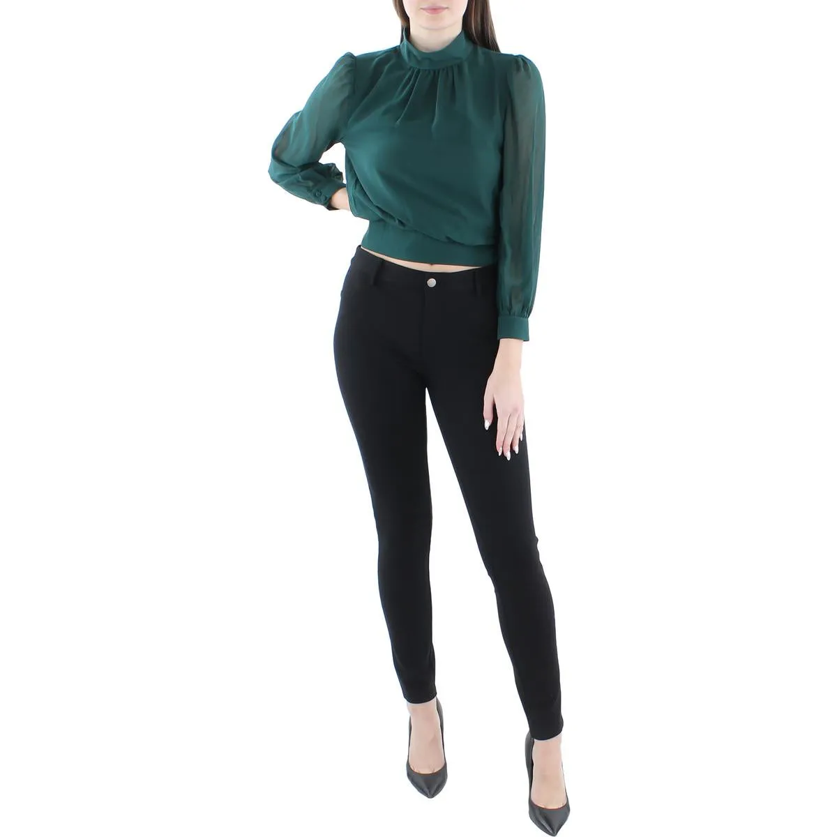 1.State Womens Mock Neck Cut Out Cropped