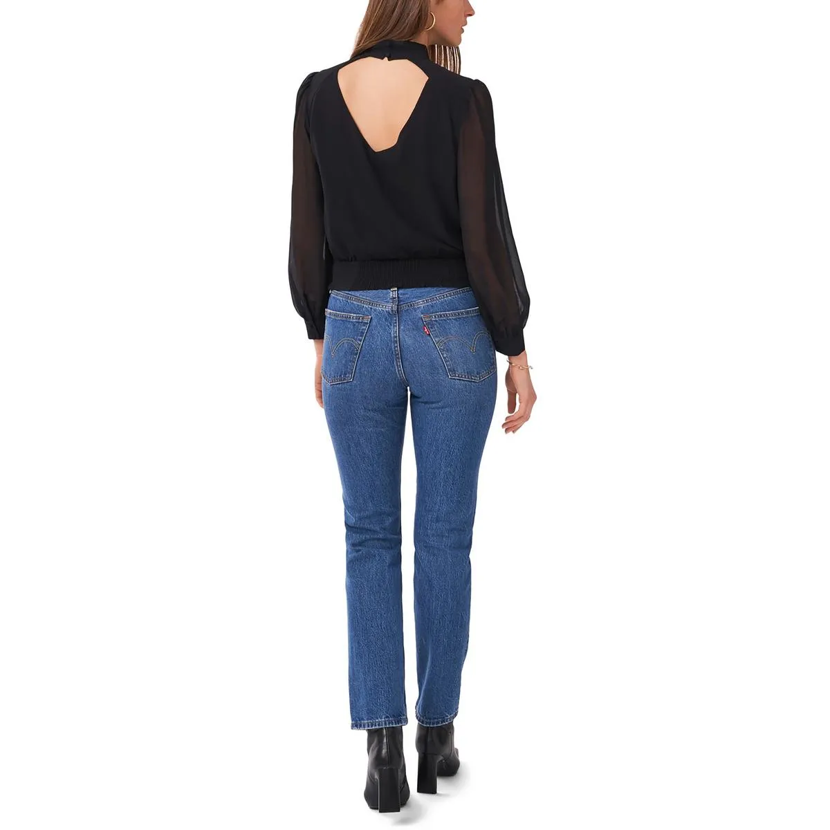 1.State Womens Mock Neck Cut Out Cropped