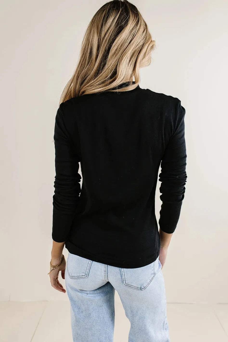 Alani Mock Neck Top in Black