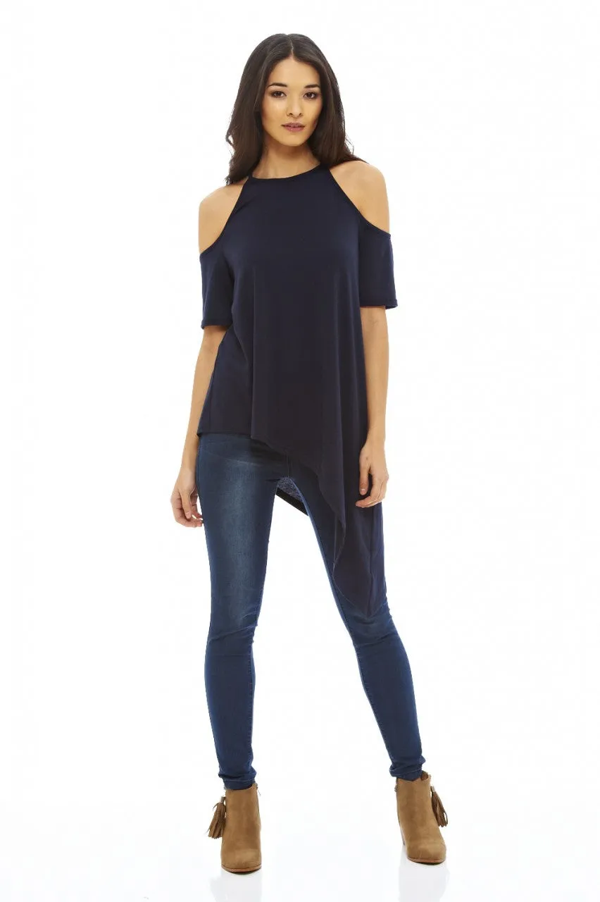 Asymmetric Cut Out Shoulder Top