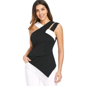 Back Zip Asymmetrical Flare Tank Top