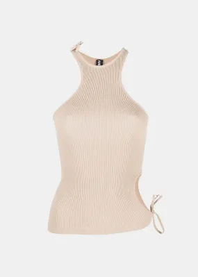 Beige Halterneck Tank Top