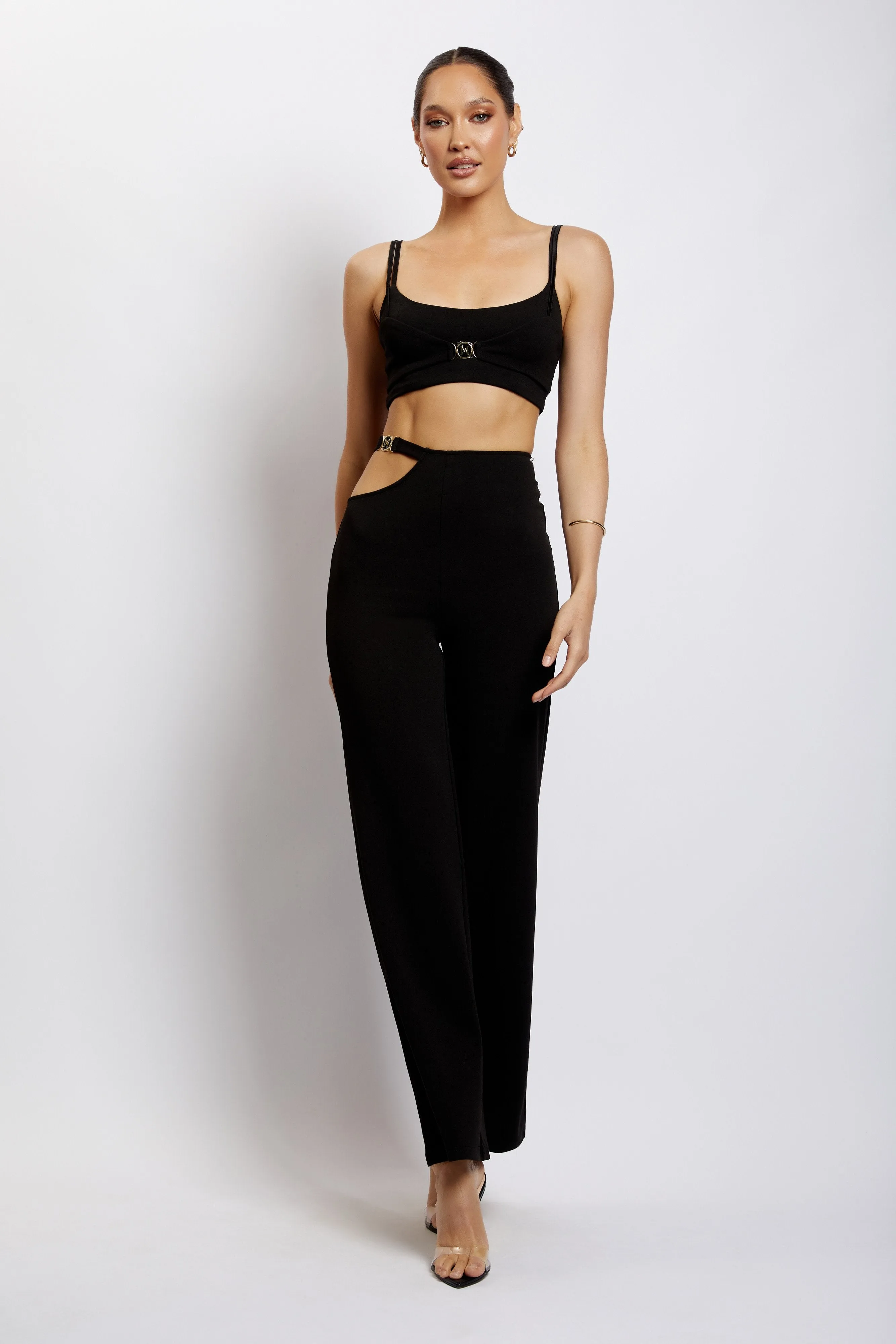 Blythe Double Strap Crop Top - Black