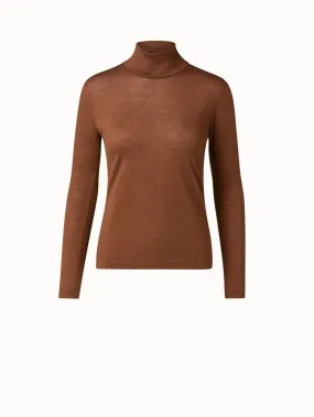 Cashmere Silk Jersey Mock Neck Pullover