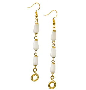 Chic Bone Beaded Brass Drop Earrings from Kenya