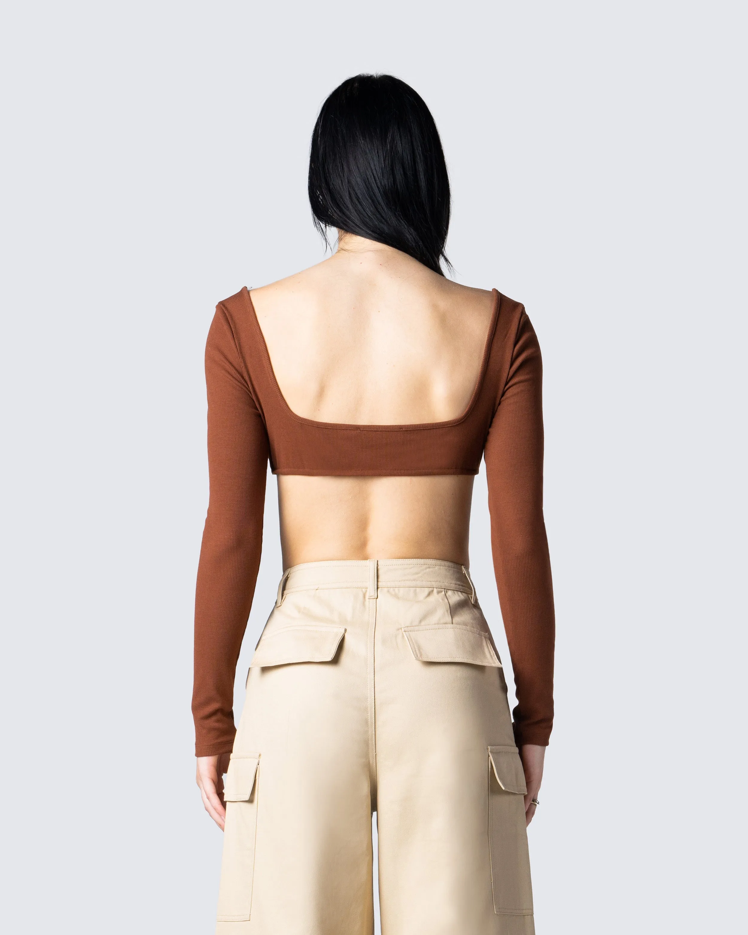 Ciel Brown Square Neck Top