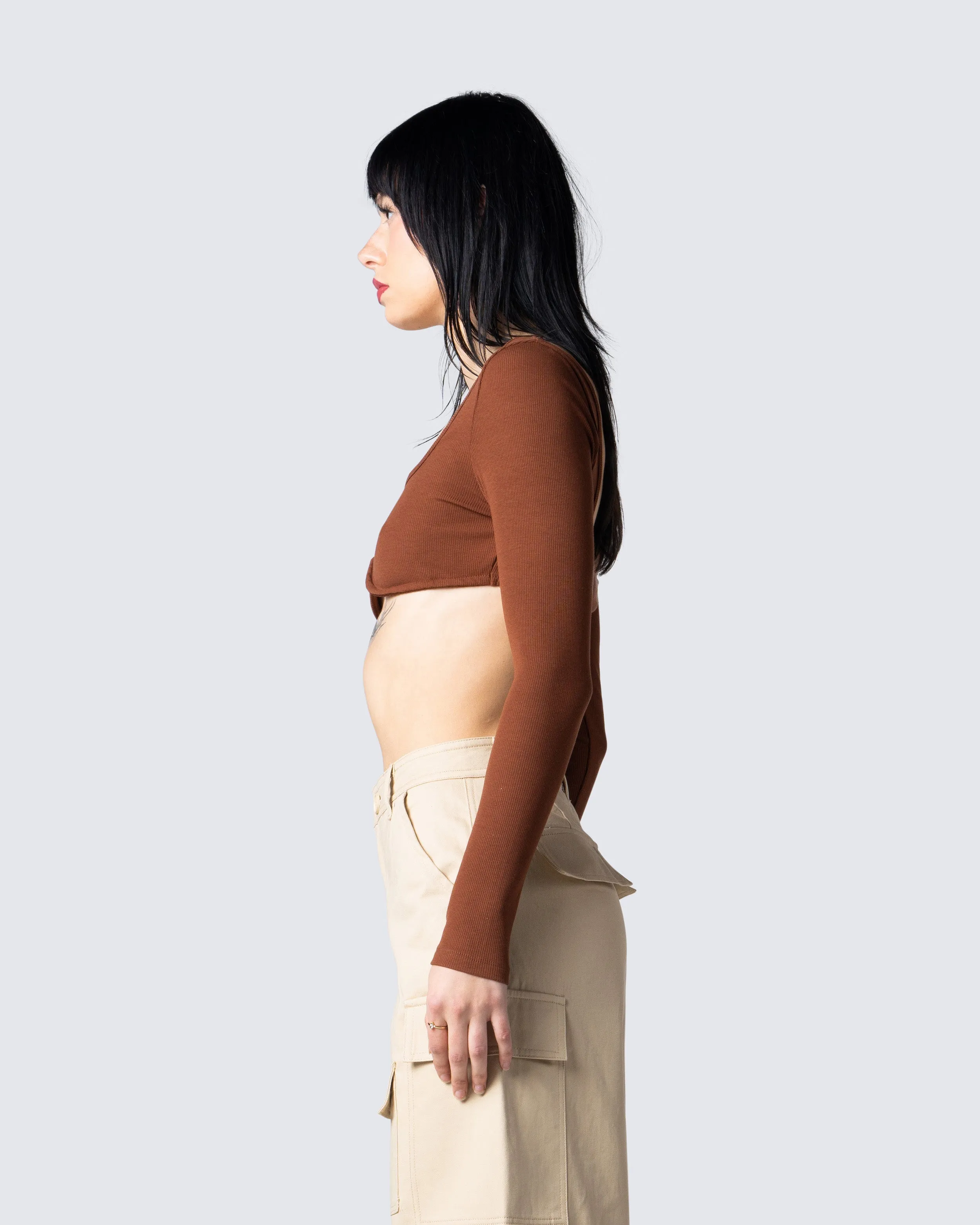 Ciel Brown Square Neck Top