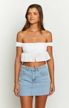 Dandi White Off The Shoulder Crop Top