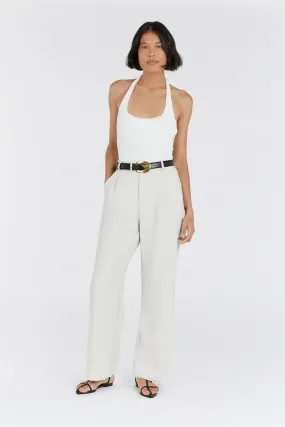 EDDISON OFF WHITE KNIT HALTER TOP