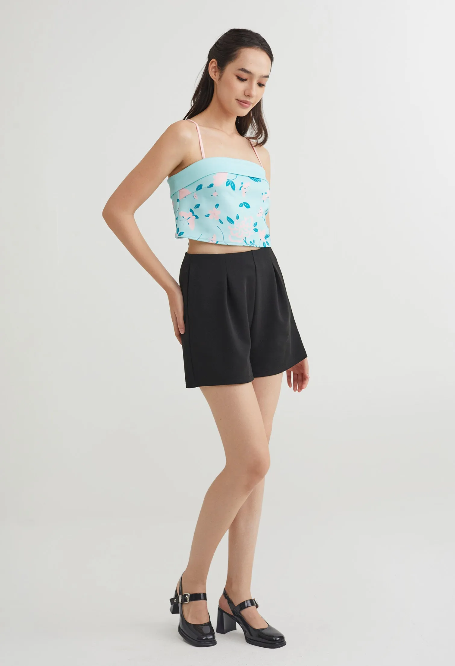 Fine China Contrast Strap Crop Top