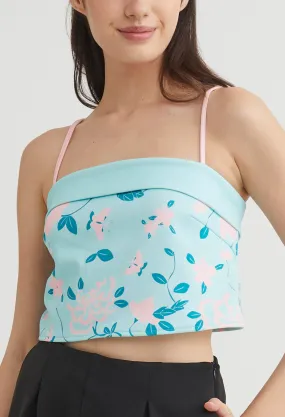 Fine China Contrast Strap Crop Top