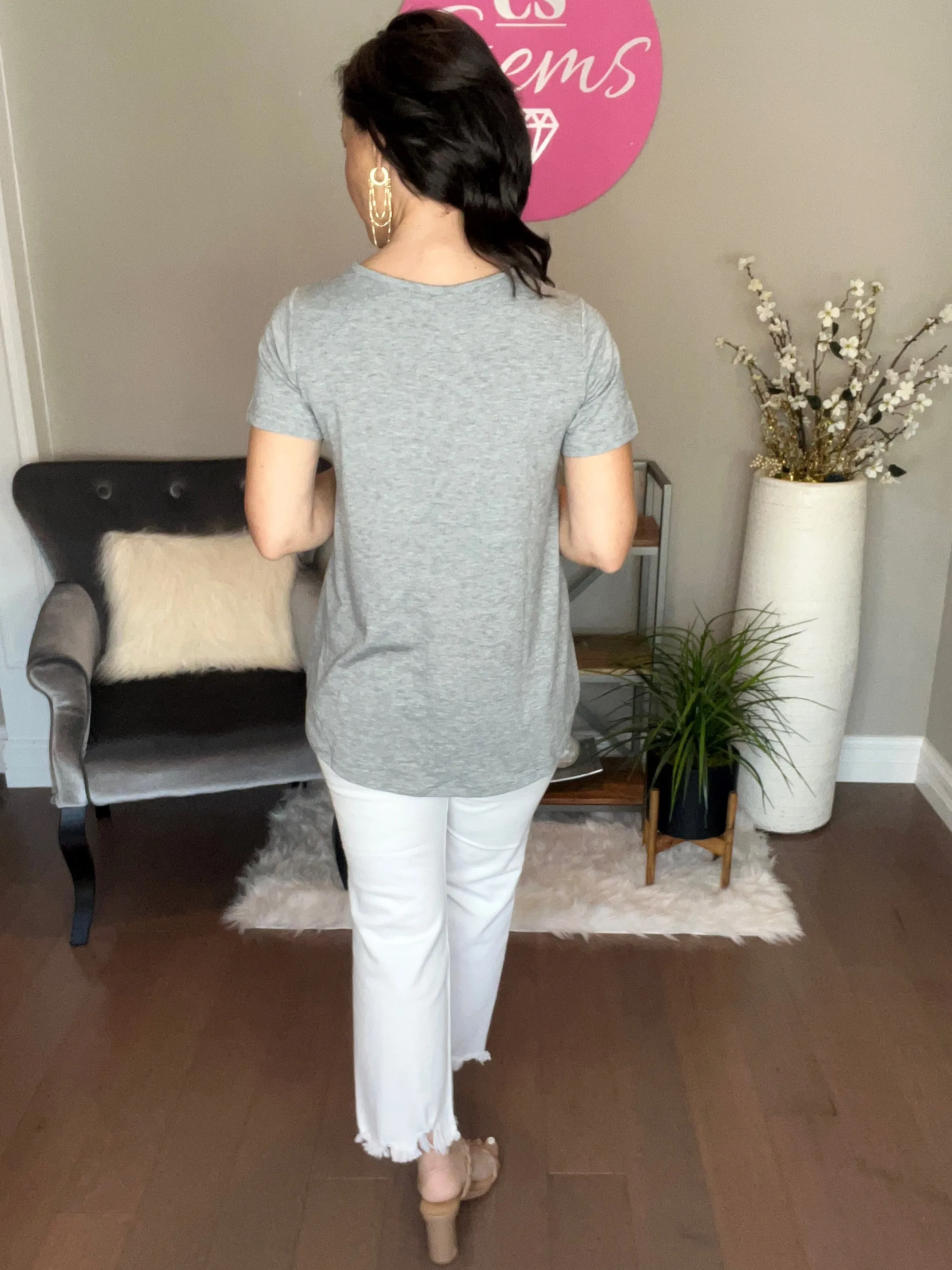 Grey The V-neck Bliss Top