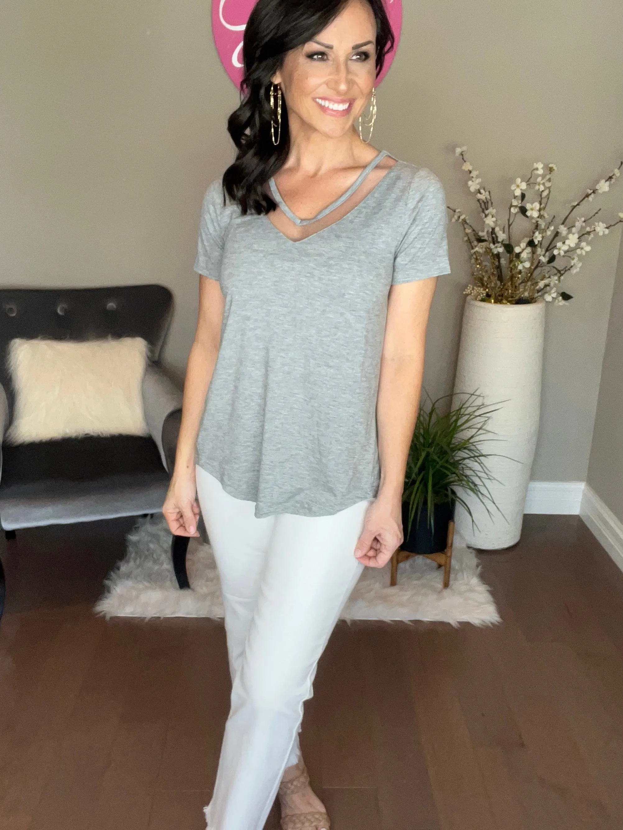 Grey The V-neck Bliss Top