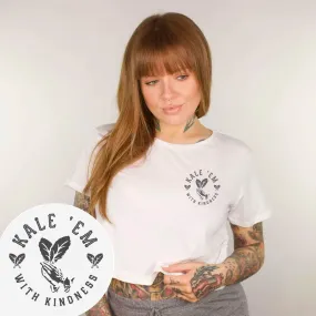 Kale 'Em With Kindness - White Crop Top