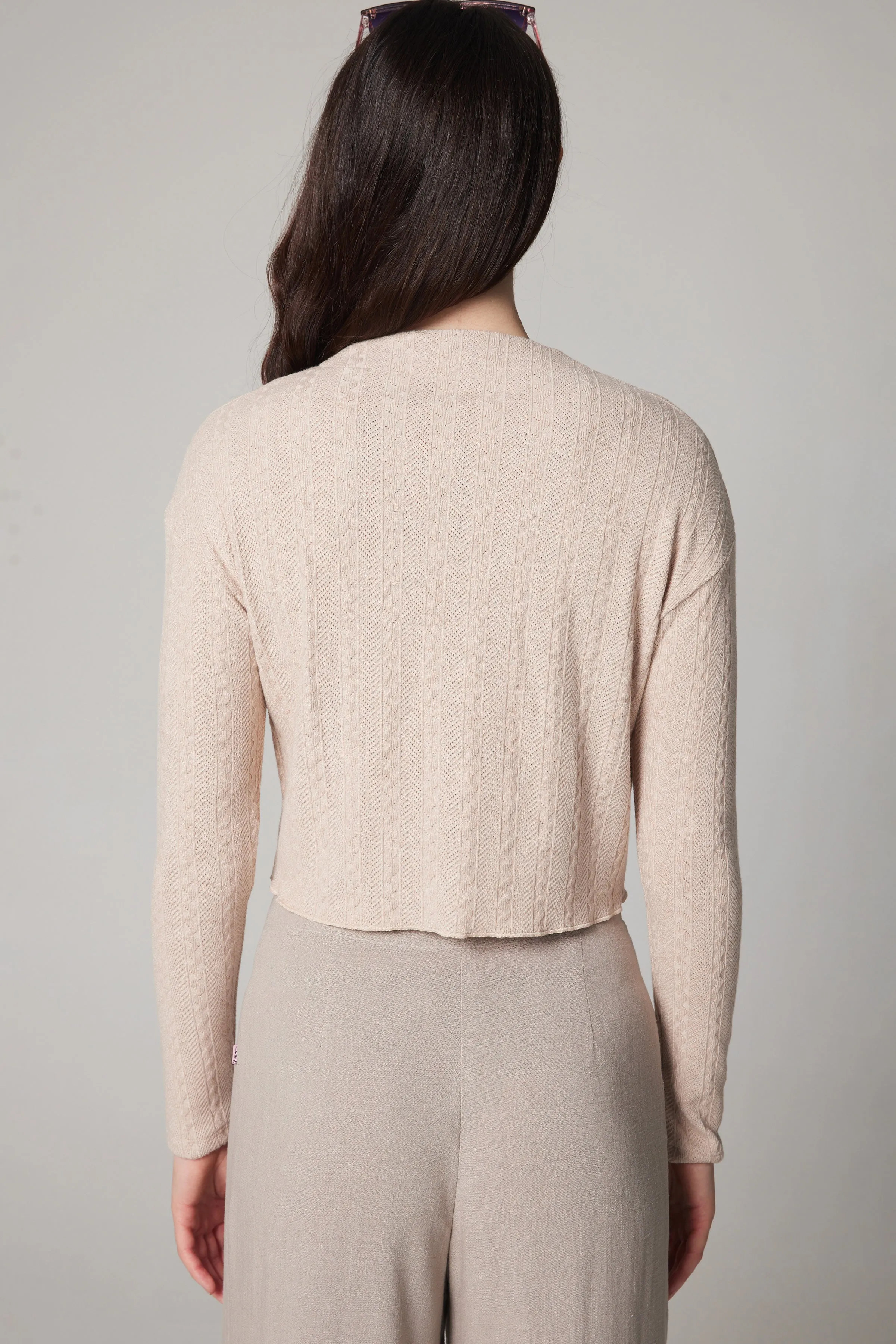 Knit Short Cardigan - Beige