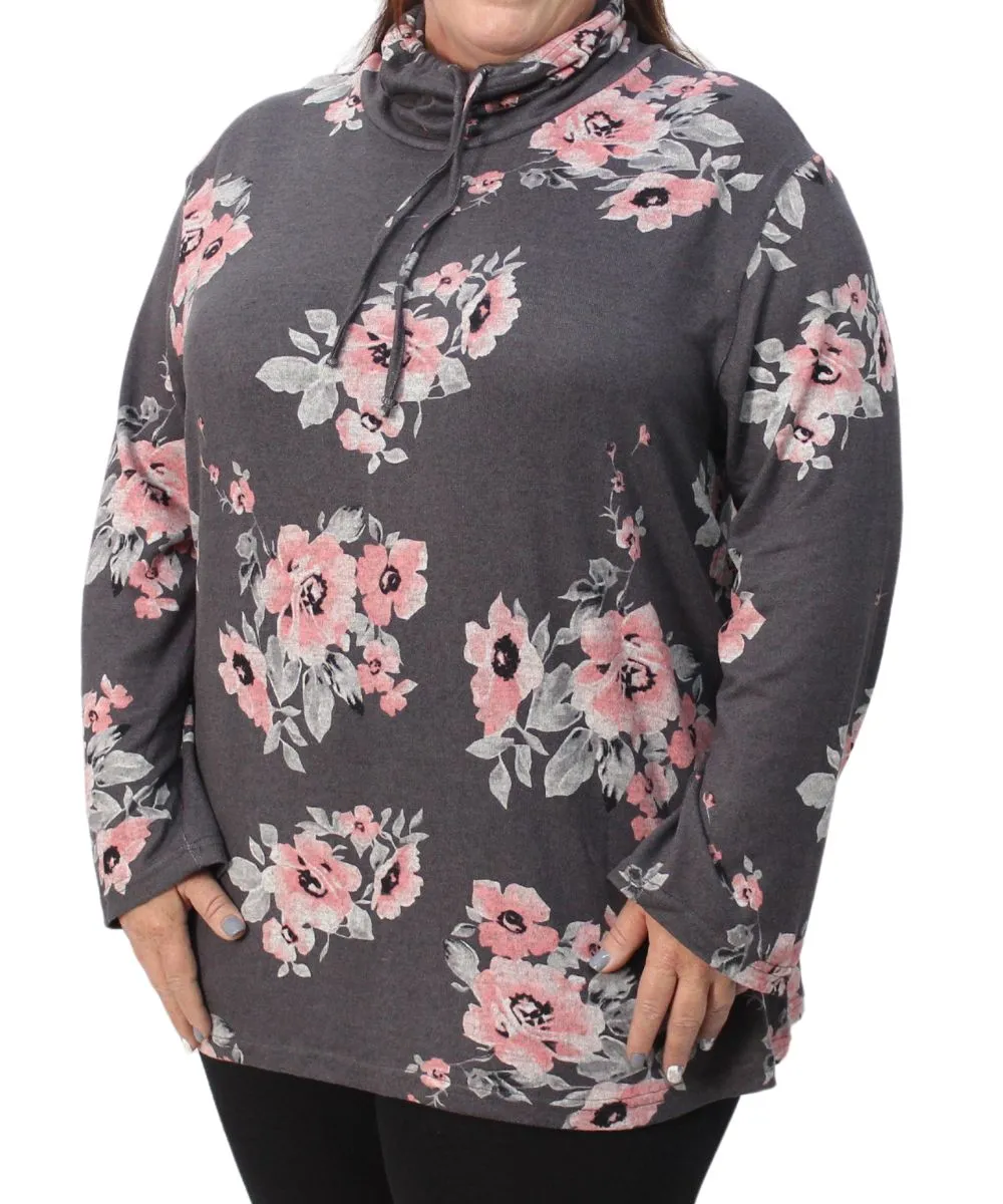 Ladies Printed Funnel Neck Top