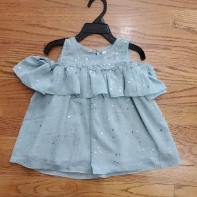 ML Kids Cold Shoulder Teal Foil Top