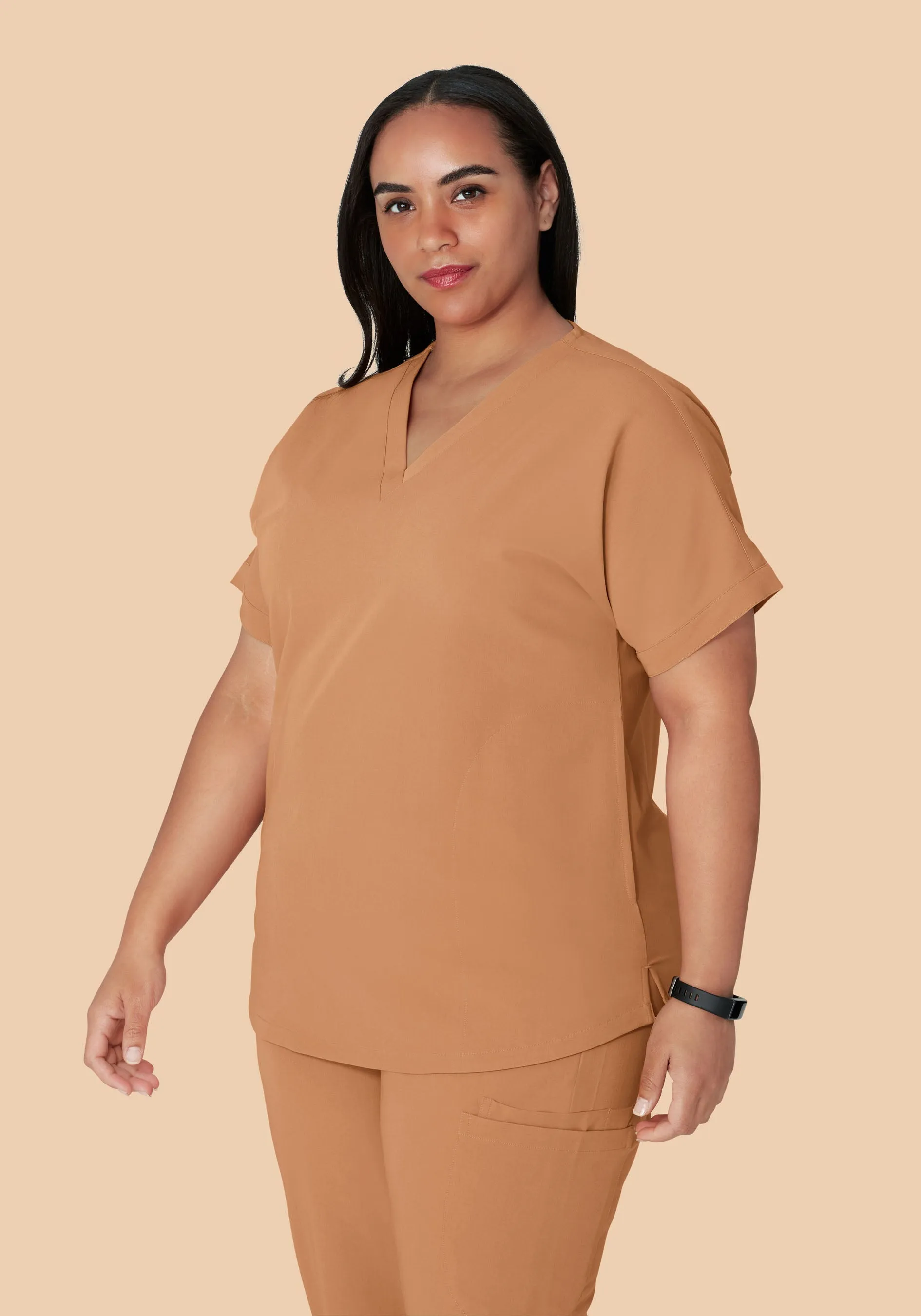 Oversized V Neck Top Ochre